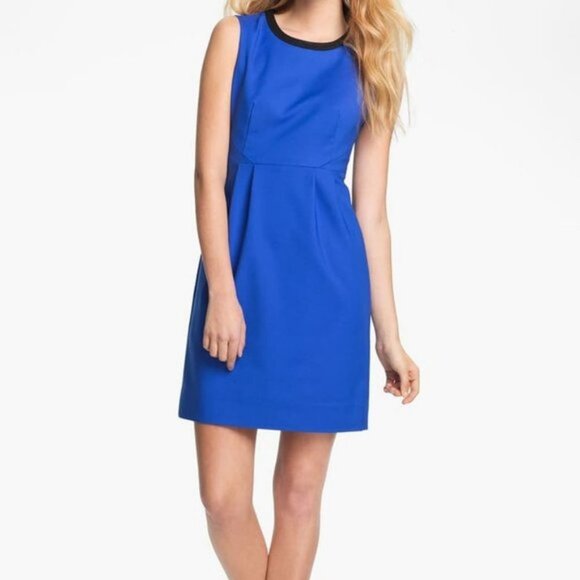 Kate Spade Cobalt Blue Arie Cotton Blend Pleated Mini Sheath Dress 12 - Picture 1 of 10